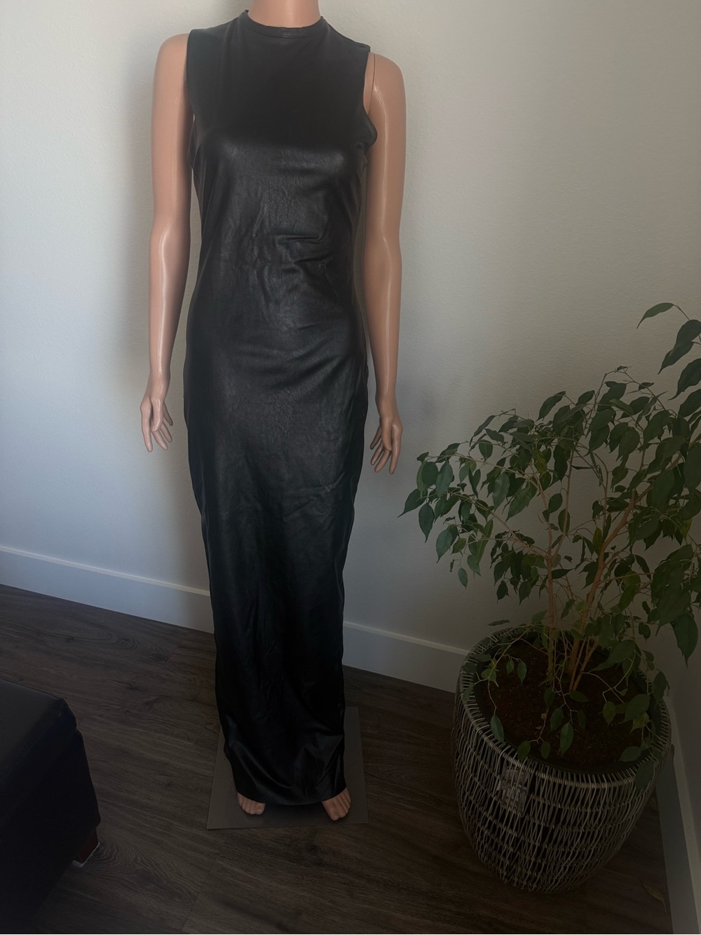 Naked wardrobe liquid faux leather maxi dress